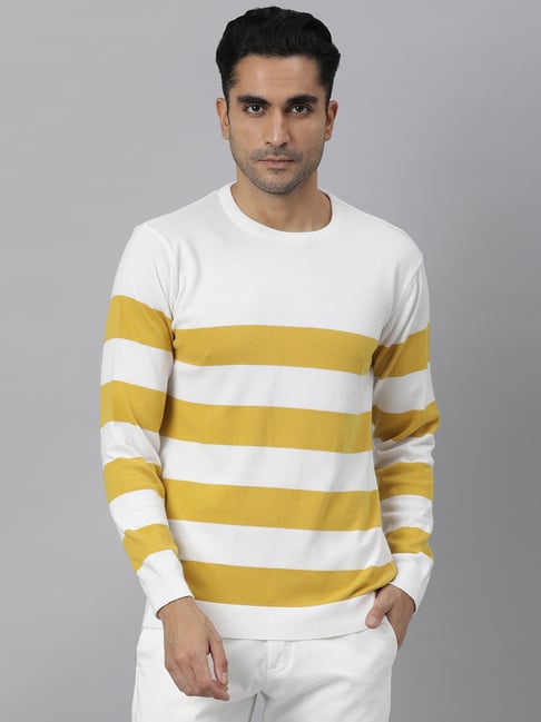 Yellow and white deals striped sweater