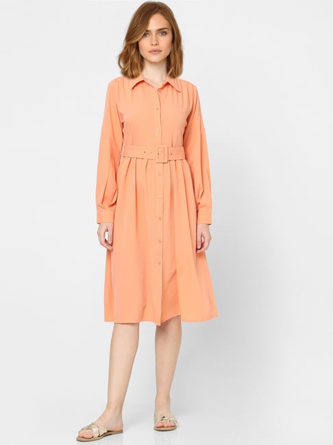 knee length dresses for ladies Matthew Bruch Women's Button-Up Midi Shirt Dress