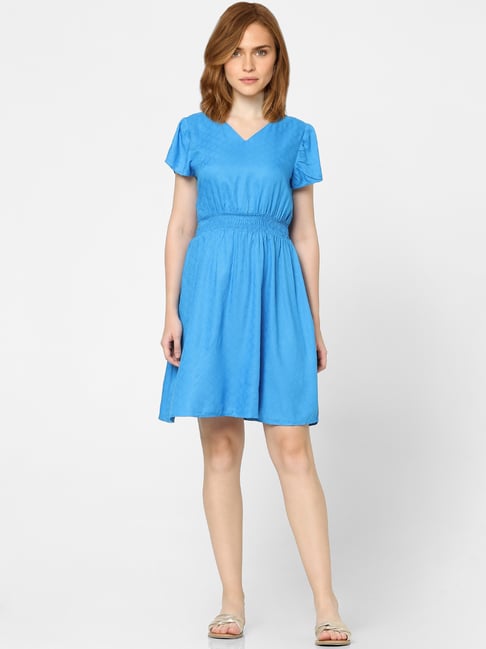 Buy Vero Moda Blue Self Design Fit & Flare Dress for Women's Online @ Tata  CLiQ