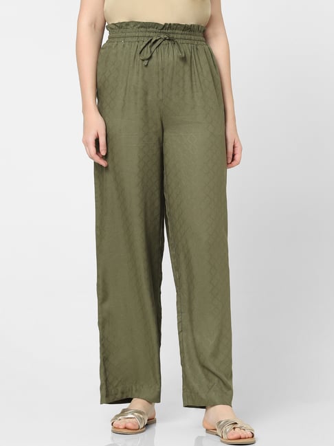 Vero Moda Green Straight Fit Drawstring Pants