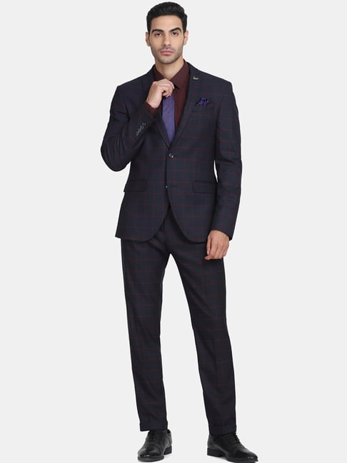 Blackberrys Navy Skinny Fit Checks Two Piece Suit