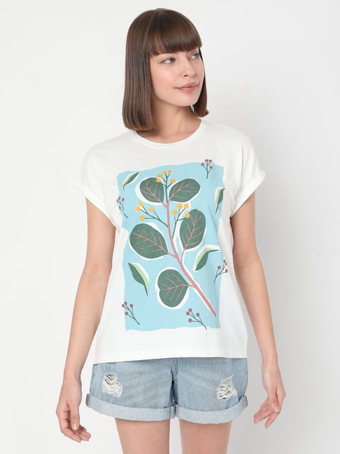 Vero Moda White Printed T-Shirt