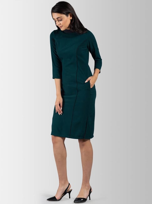 FableStreet Dark Green Above Knee Bodycon Dress