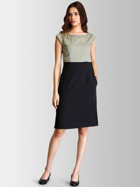 Buy Women Black Check Knee Length Formal Dress Online  751492  Van Heusen