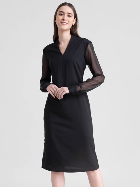 FableStreet Black Above Knee Shift Dress