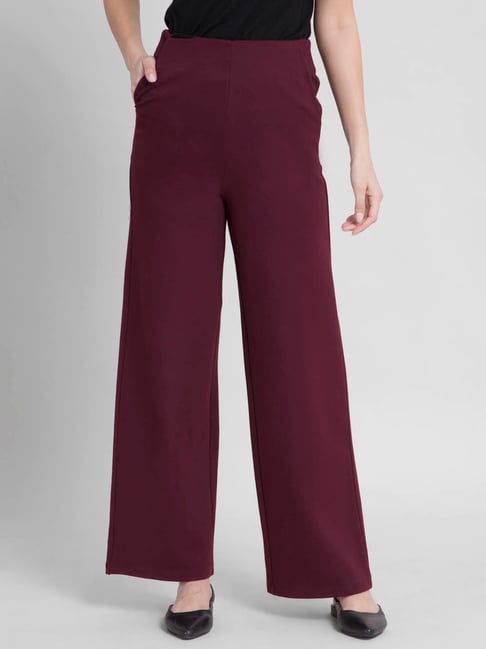 FableStreet Maroon Regular Fit Pants