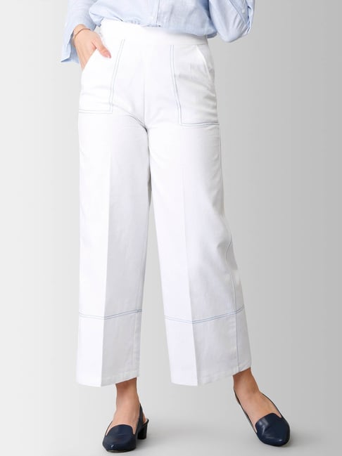 White Linen Blend Trousers  Women  George at ASDA