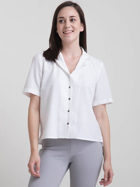FableStreet White Regular Fit Shirt Price in India