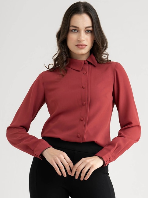 FableStreet Red Regular Fit Shirt Price in India
