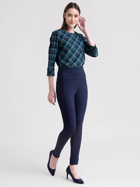 Buy Fablestreet Navy Regular Fit Pants for Women Online @ Tata CLiQ