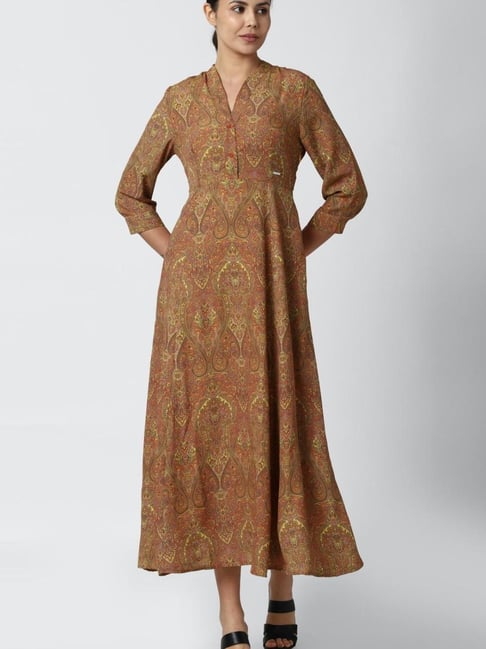 Van Heusen Brown Printed Dress Price in India