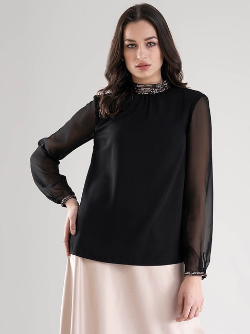 Buy Fablestreet Black Regular Fit Top for Women Online @ Tata CLiQ