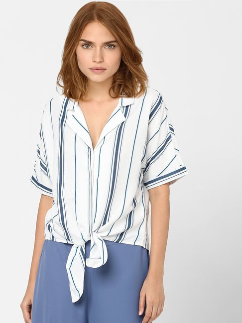 Vero Moda White & Blue Striped Shirt