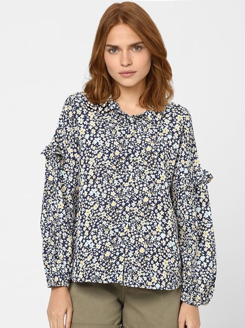 Vero Moda Navy Floral Print Shirt Price in India