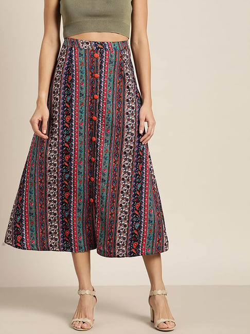 Qurvii Multicolor Printed Skirt Price in India