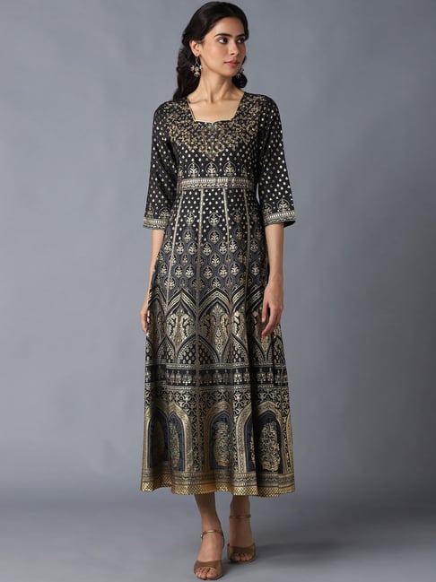 Aurelia Black Embroidered Maxi Dress Price in India