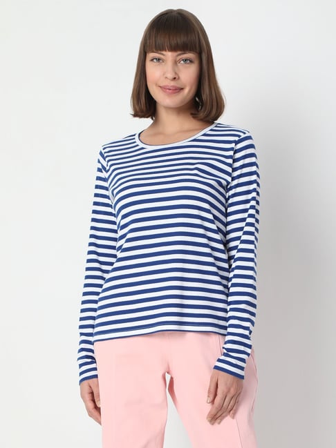 Vero Moda Blue & White Striped Top