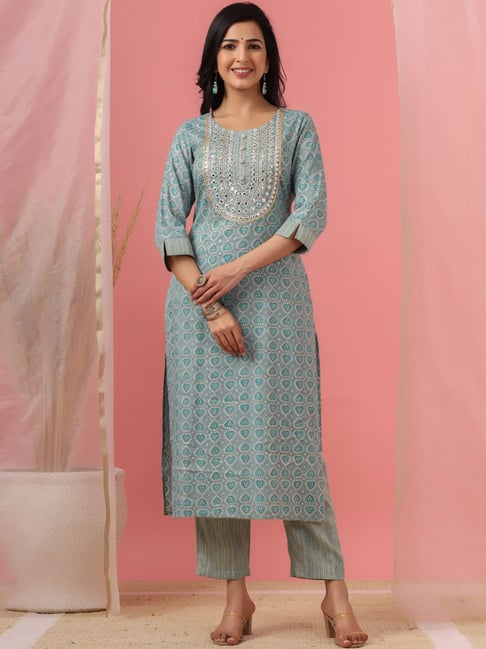 Juniper Green Embellished Kurta Pant Set Price in India