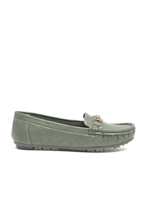 Flat N Heels Women's Sage Green Casual Loafers