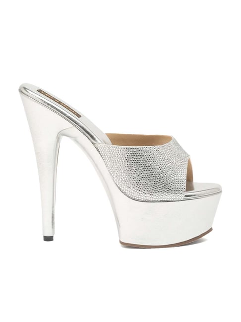 Flat N Heels Women's Silver Casual Stilettos