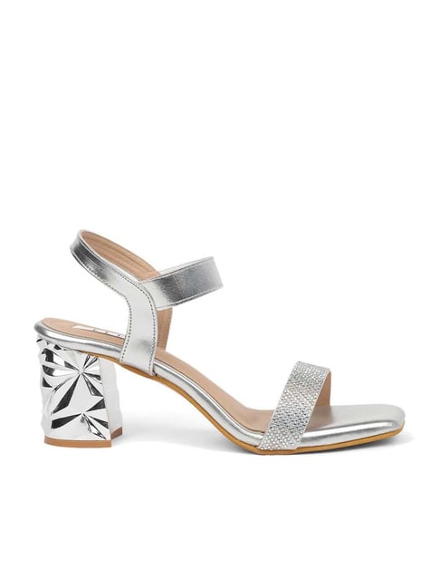 Elle Women's Silver Ankle Strap Sandals