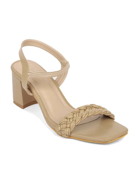 Beige low outlet heel sandals