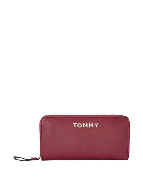 Tommy Hilfiger Red Solid Zip Around Wallet for Women