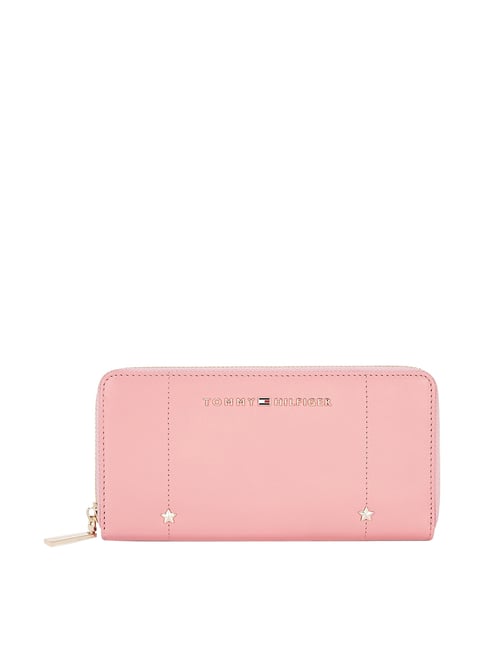 Tommy Hilfiger Pink Solid Zip Around Wallet for Women