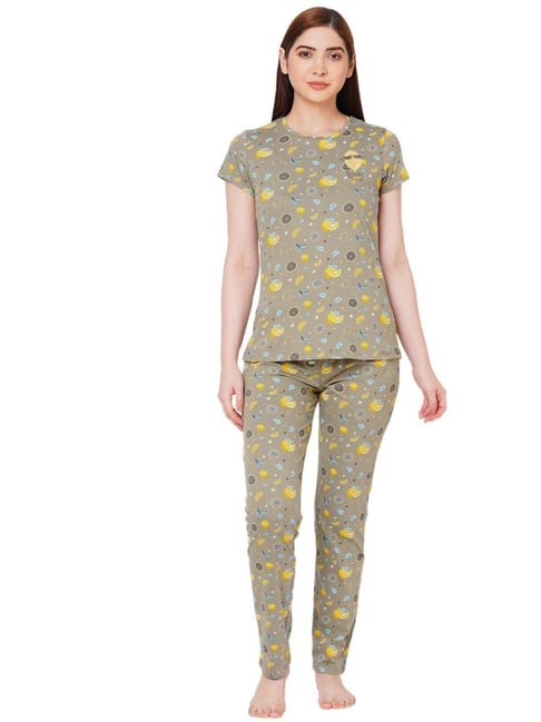 Sweet Dreams Khaki Printed Pajama Set-picture-44