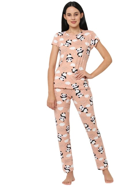 Buy Sweet Dreams Nude Printed Pajama Set for Women Online @ Tata CLiQ