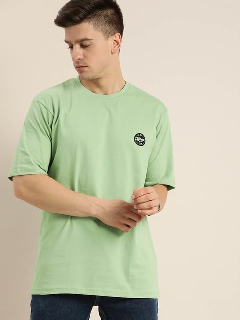 Buy Difference of Opinion Light Green Printed Oversized T-Shirt