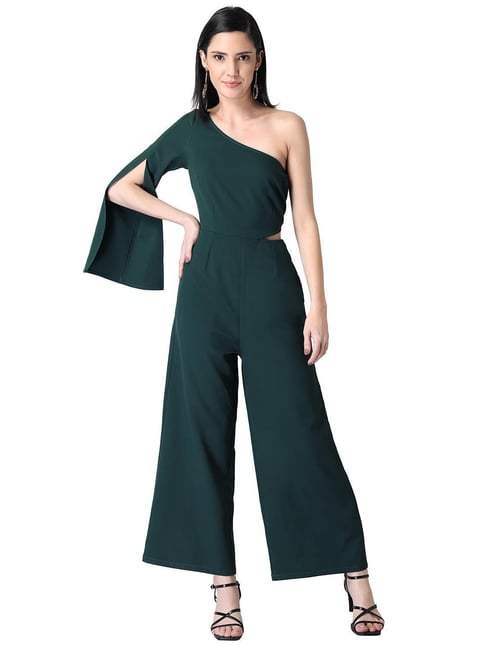 One shoulder sales flared jumpsuit