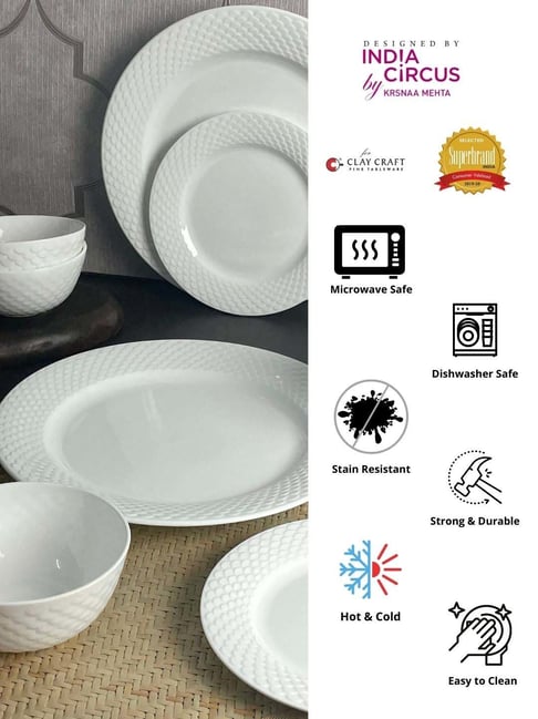 Bone China Claycraft Dinner Set Karina Ebony Dinner Set Of 40