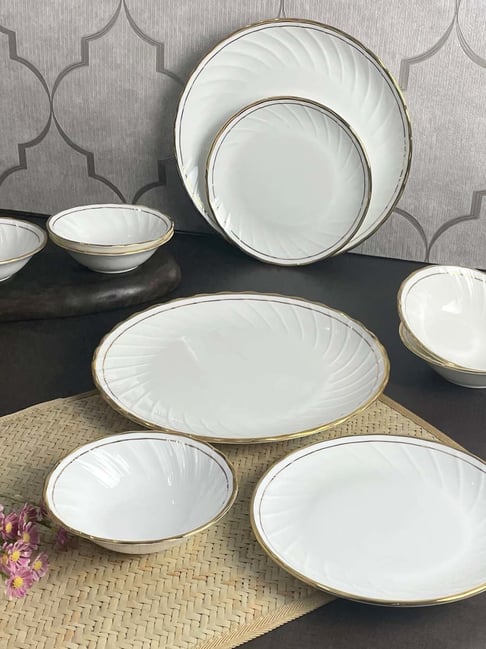 Buy Clay Craft 'Fine' White Ceramic 18 Piece Dinner Set at Best