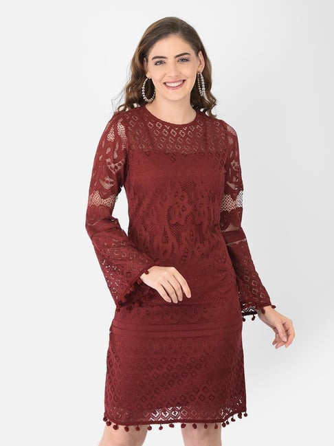 Eavan Maroon Lace Dress Price in India