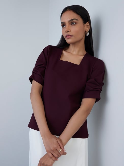Wardrobe by Westside Wine Square-Neck Top Price in India