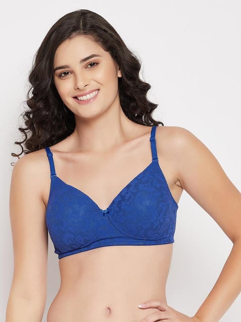 Clovia Blue Lace Padded Bra