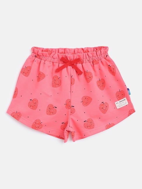 Lil Tomatoes Kids Pink Cotton Printed Shorts