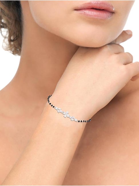 Buy ANAYRA FINE SILVER JEWELLERY BLACK BEADED Pure Silver Mangalsutra  Bracelets For Women, 925 Silver Bracelet For Women, Pure Silver Bracelet  For Women at Amazon.in