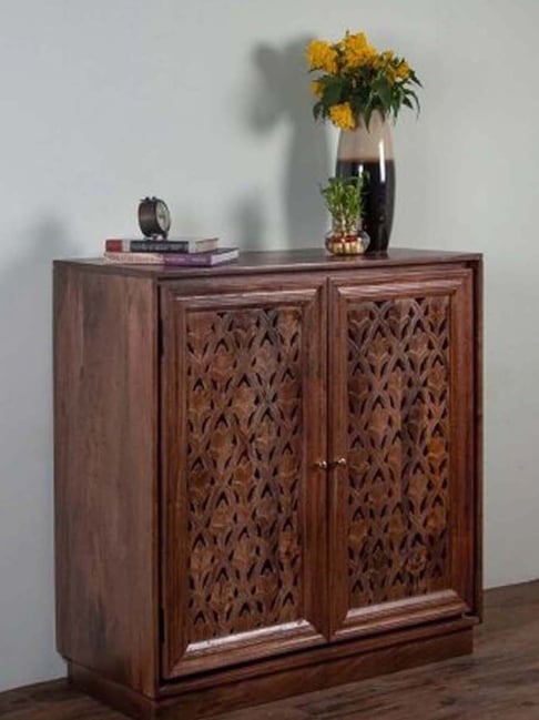 Fabindia Brown Mango Wood Textured Cabinet-Fabindia Home-HomeFurnishing-TATA CLIQ