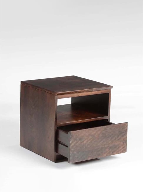 Fabindia Home Brown Mango Wood Textured Bedside Table with Drawer-Fabindia Home-HomeFurnishing-TATA CLIQ