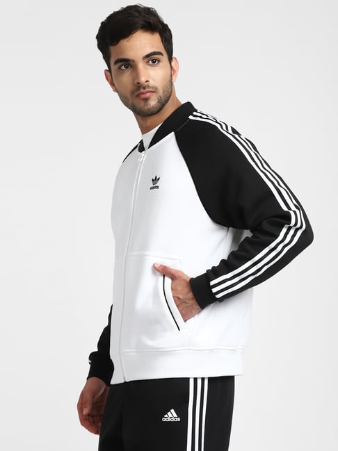 Buy Adidas Originals White & Black Full Sleeves Jacket for