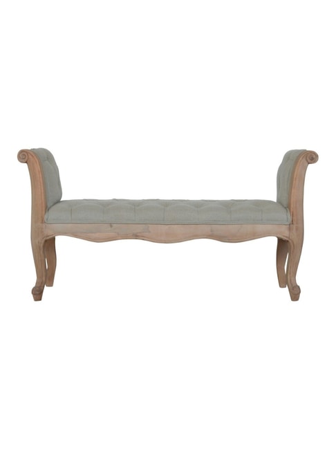 Artisan Furniture Brown Carved French Style Mud Linen Bench
