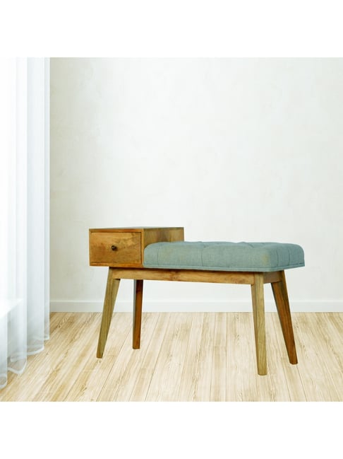 Artisan Furniture Brown Tweed Bench with 1 Drawer Oak-ish Finish-Artisan Furniture-HomeFurnishing-TATA CLIQ