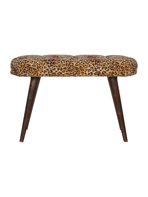 Artisan Furniture Brown Animal Print Print Deep Button Bench Brown Finish-Artisan Furniture-HomeFurnishing-TATA CLIQ