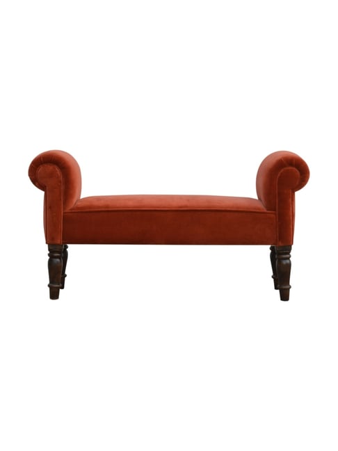 Artisan Furniture Brown Velvet Bench Brown Finish-Artisan Furniture-HomeFurnishing-TATA CLIQ