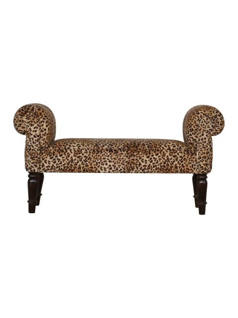 Artisan Furniture Brown Animal Printed Velvet Bench-Artisan Furniture-HomeFurnishing-TATA CLIQ