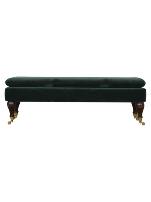 Artisan Furniture Brown Velvet Bench with Castor Legs Brown Finish-Artisan Furniture-HomeFurnishing-TATA CLIQ