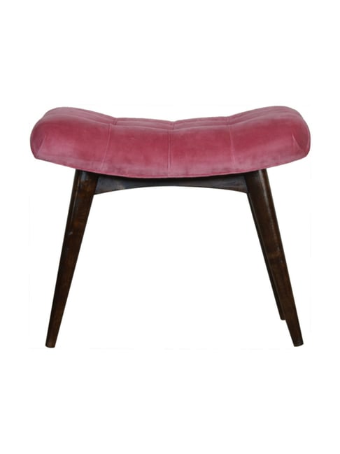 Artisan Furniture Brown Velvet Curved Bench Brown Finish-Artisan Furniture-HomeFurnishing-TATA CLIQ