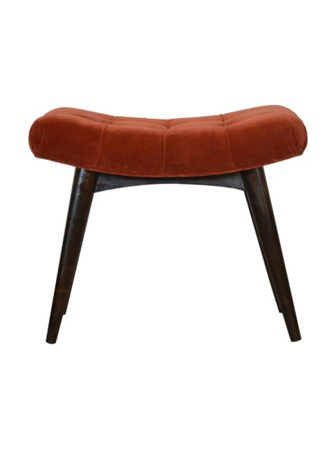 Artisan Furniture Brown Velvet Curved Bench Brown Finish-Artisan Furniture-HomeFurnishing-TATA CLIQ